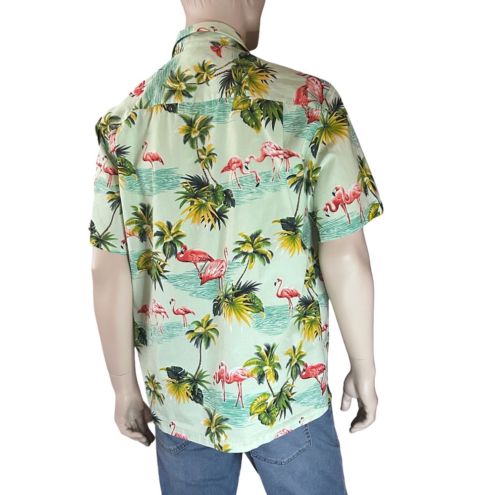 Pacific Legend Hawaiian Shirt Tiki Vintage Flamingoes Palm Trees 100% Cotton - Picture 9 of 12